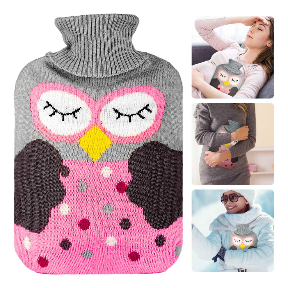 Reusable Hot Water Bottle, Natural Rubber For Safe And Durable Cold Compress, Wide Mouth Design Ensures Hassle-Free Filling, Removable Washable Fleece