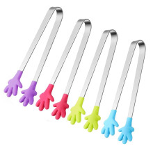Pinze da cucina mini, in acciaio inossidabile con punte in silicone, design monoblocco resistente al calore, impugnatura comoda per una facile