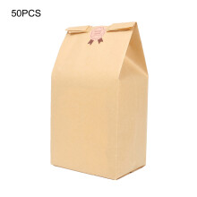 Diy Decoratable Bags, Square Bottom Stand-Up Bags For Homemade Cookies, 50Pcs Beautiful Appearance Kraft Paper Bags With Front Window, Reusable Bakery