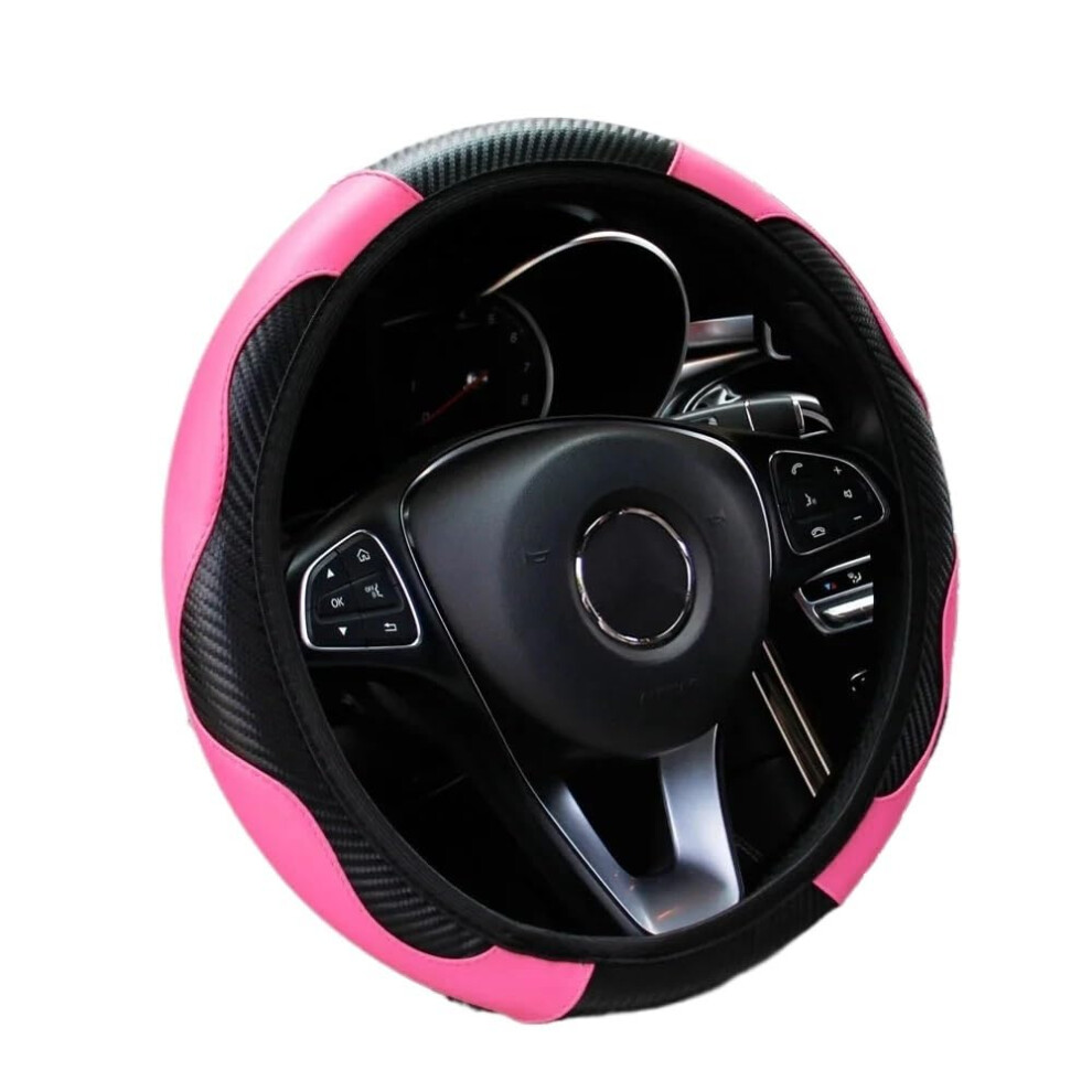 Car Steering Wheel Cover 38Cm Breathable Antislip Grip Universal Protector For All Seasons Pink 9119770335524