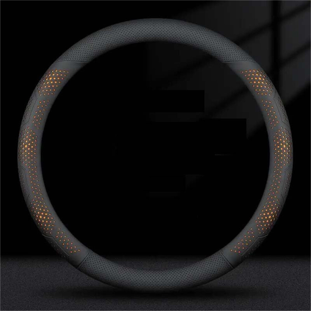 Leather Steering Wheel Cover For Opel Insignia 20092017, Nonslip Allseason Grip Orange 9119770336262