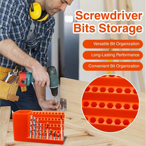 Screwdriver Bits Storage, Precision Drill Holder, ABS Plastic Bit Rack, AntiSlip Slots, Pegboard Frame, 50Hole Organizer 2