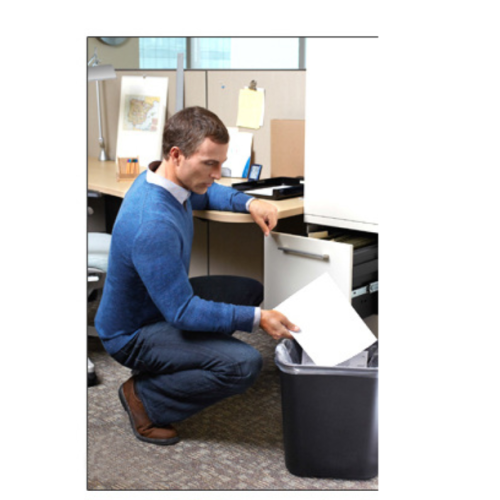 Lixeira de mesa retangular de plástico, resistente e compacta, ideal para uso interno em escritórios e ambientes comerciais. Possui superfície 2