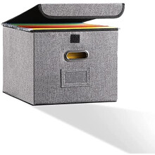 Efficient File Organizer Box, Letter Size Collapsible Design with Decorative Linen Storage for Hanging Filing Folders and Various Documents, Upgraded