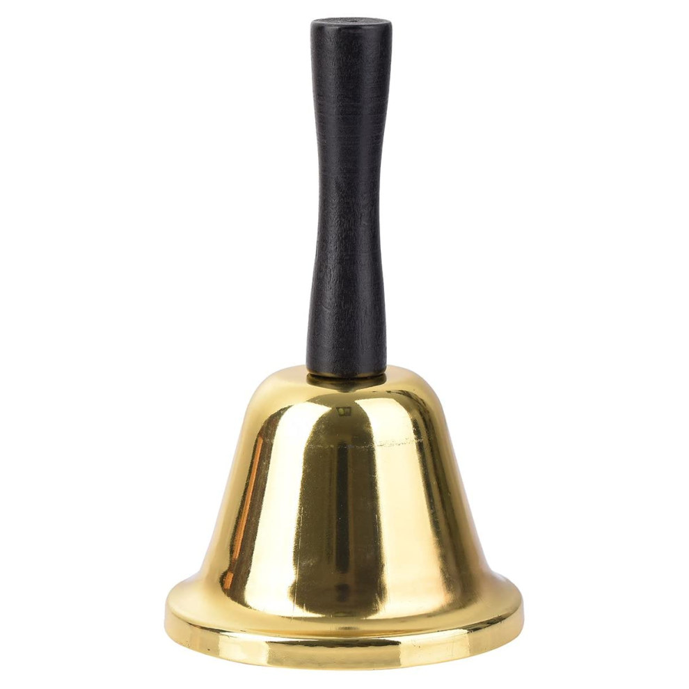 Notification Dinner Golden Santa Hand Bell, Loud Metal Handheld With Wooden Handle For Calling Attention, Non-Toxic Rust-Resistant Brass Ensures Safet 9454554992716