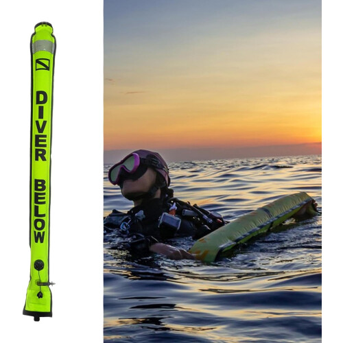 Inflatable surface marker buoy, reflective stripe,  visibility, accessories, scuba diving 1