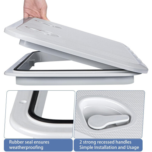 Boot hatch, rectangular deck hatch, weatherproof sealing, ABS  PC, reliable marine accessory, 44 x 31.5 cm white 2