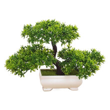 Artificial Bonsai Plastic Bonsai Tree Potted Simulated Plant Green For Home Office Table Decor