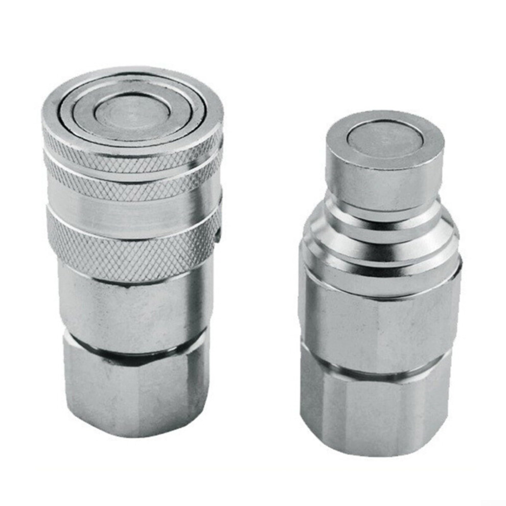 Flat Hydraulic Quick Coupling With Valve, Flat Face Disconnect, Compatible With Nptg14nptg38nptg12nptg34nptg1 9323874563053