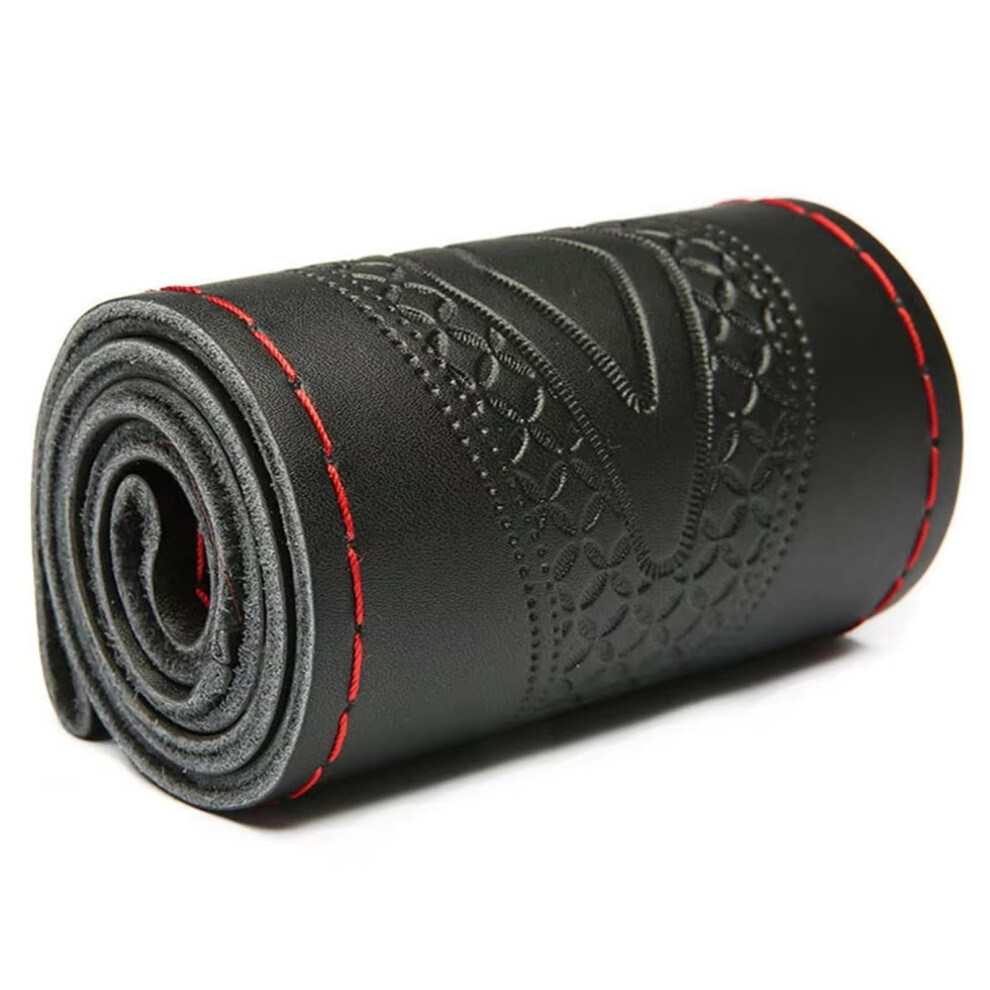 Car Steering Wheel Cover 3738Cm Breathable Antislip Thread Handsewn Embossed Protector Red 9119770336781