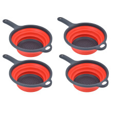 Set de strecurătoare pliabile, strecurătoare din plastic de calitate alimentară, potrivite pentru camping și rulote, strecurătoare roșii cu 4