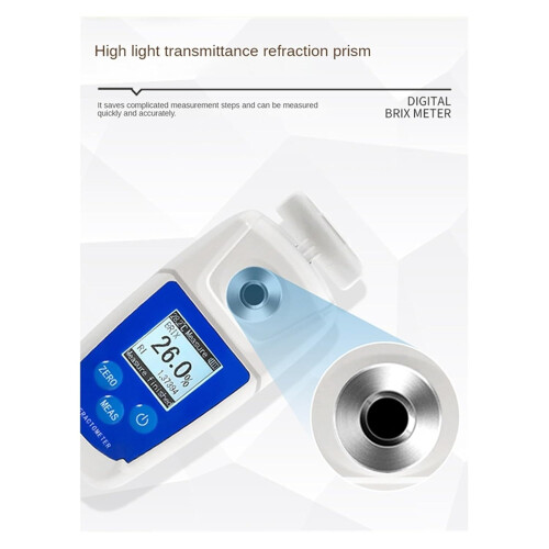 Refractometer Hydrometer 055% BatteryPowered Portable Sugar Meter For Fruit Juice Drinks WhiteBlue 1