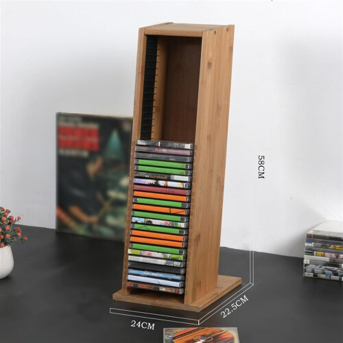 DVD/CD Storage Box CD Holder Wood CD Storage Rack Record Holder Organizer Display Stand 1