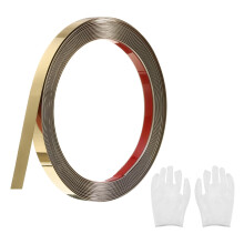 Stainless Steel Molding Trim Self Adhesive Brushed Gold Peel and Stick Wall and Mirror Decor 0.4 Inch x 16.4 Feet