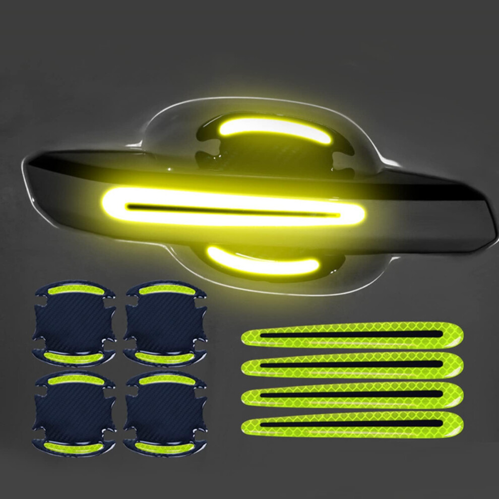 8 Pcs Car Door Handle Guard Film For Alto Gf Bj.20092015 3D Carbon Fiber Door Bowl Reflective Strips Yellow 9323874563299