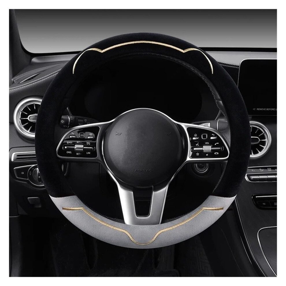 Steering Wheel Protector Plush Cat Ears Series Winter Cover Universal Fit, One Size, Wearresistant Steering Wheel Cover Gray 9119770337450