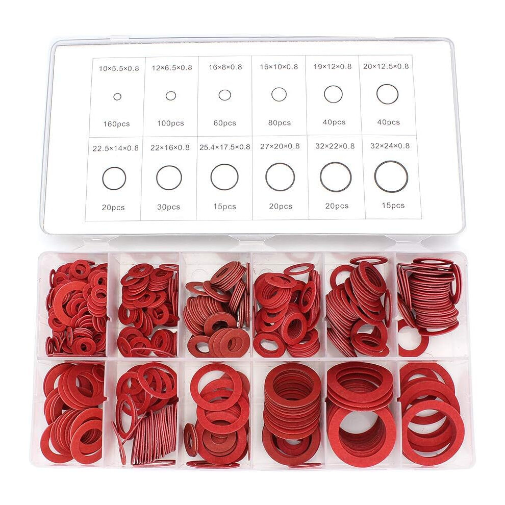 Round Design Fibre Washer Assortment, Sealing Washer Kit With Good Strength And Corrosion Resistance, Variety Sizes 9466005860857