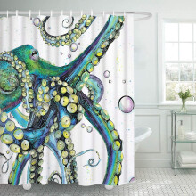 Duschvorhang mit nautischem Oktopus-Motiv, einzigartiges Tentakel-Design, schnelltrocknend, farbenfroh, Standardgröße, Polyestergewebe,