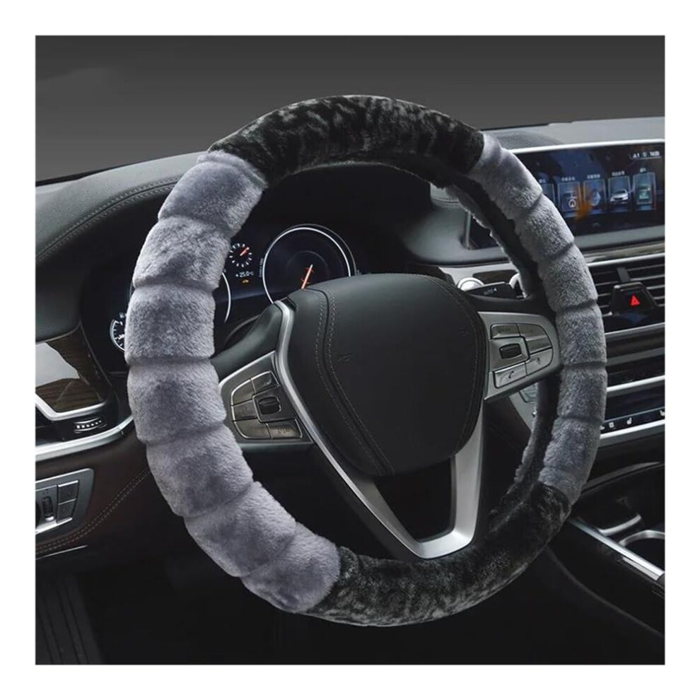 Steering Wheel Cover Winter Plush Faux Fur Universal 37Cm 38Cm Antislip Allseason Comfort 9339159796276