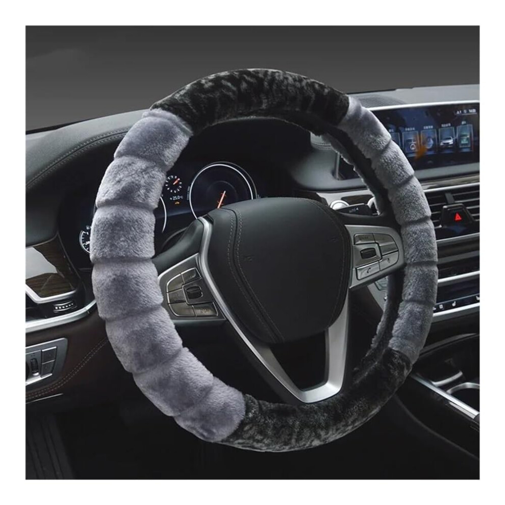 Car Steering Wheel Cover Winter Warm Plush Faux Fur Antislip Grip Universal Fit 37/38Cm 9001264497590