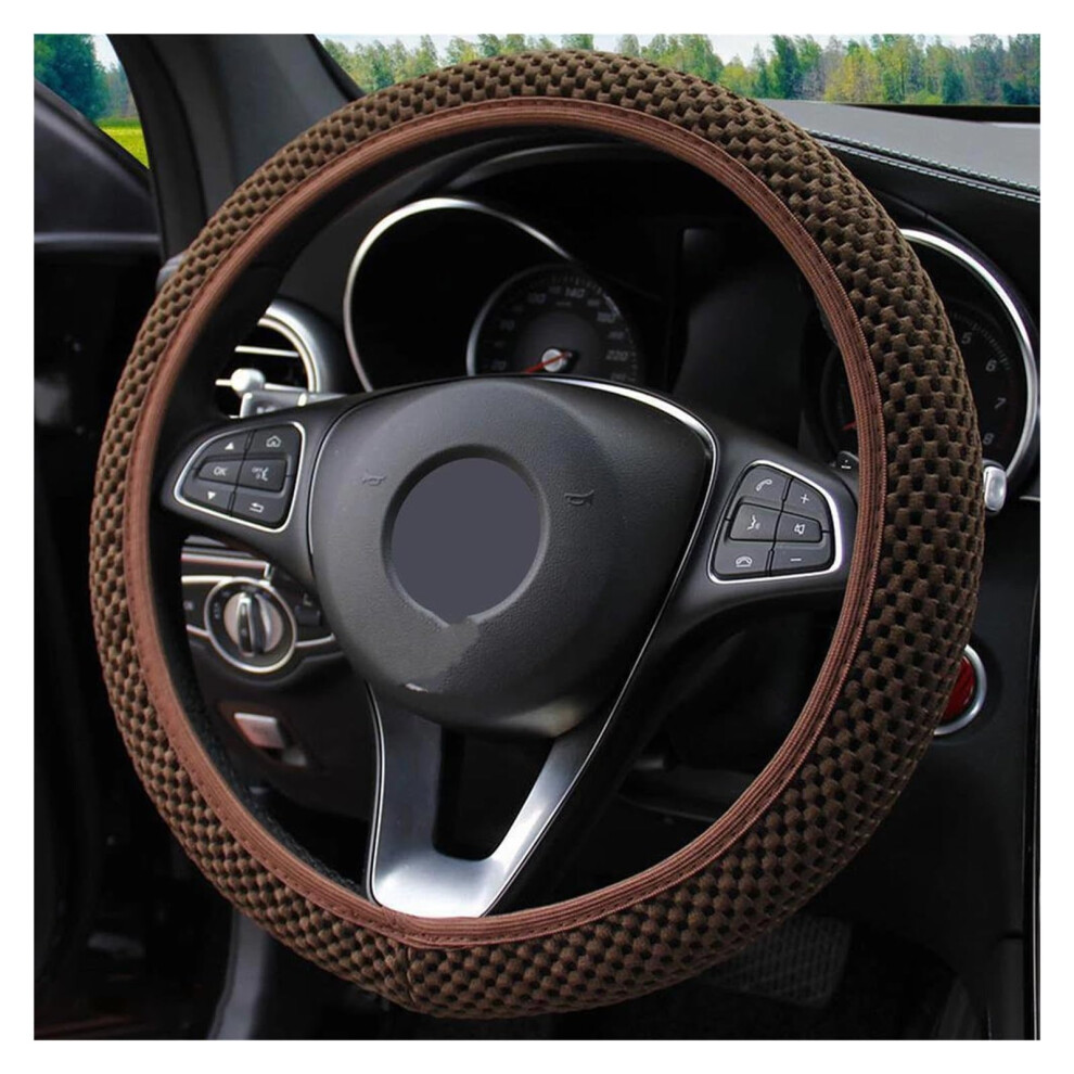 Universal Car Steering Wheel Cover With Antislip Secure Grip For Allseason Comfort Brown 9323874564258