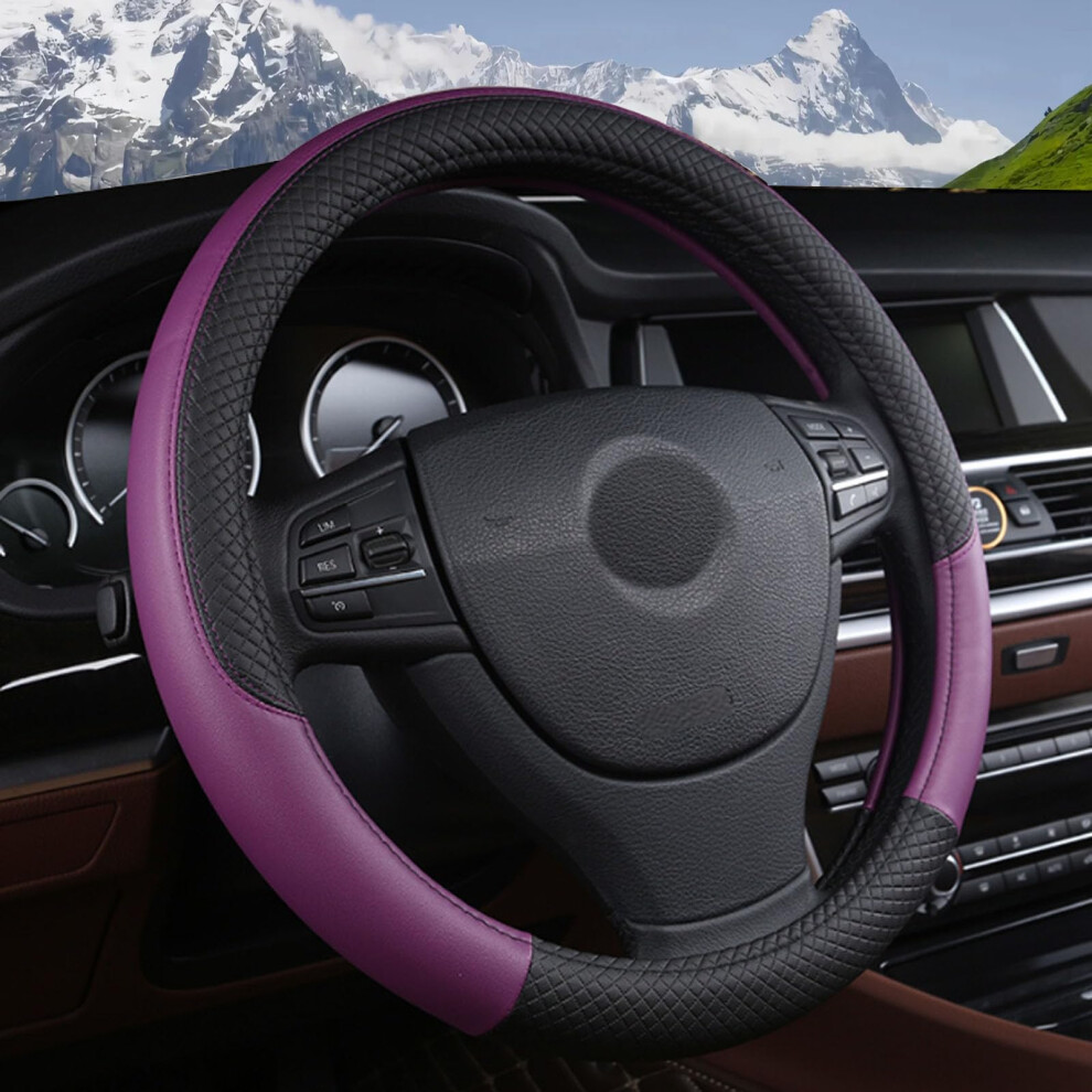 Leather Steering Wheel Cover For Volvo Xc60 38Cm, Antislip Grip, Universal Car And Truck Fit 9001264494711