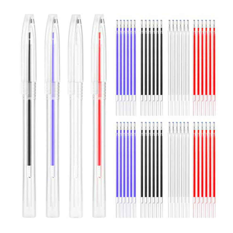 4 Colors Heat Erasable Fabric Pens, Heat Erase Empty Pens With 48 Pcs Erasable Pen Refills Sewing Marker Pen For Clothes T Shirts Dressmaking Embroide 9454554996363