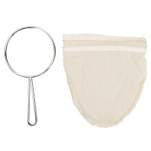 Stainless Steel Handle Nut Milk Bag with Quick Drying Fabric, Double Track Seam Cheese Cloth Filter with Zipper Closure, Versatile Kitchen Tool for Nu