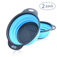 Juego de coladores plegables que ahorran espacio, juego de 2 coladores de cocina, diseño ergonómico, aptos para lavavajillas, resistentes al calor,