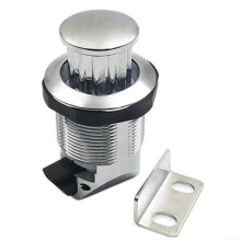Compact rotary latch with push button for easy access in cabinets and cupboards (silver)