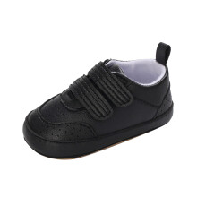 Spring and Autumn Children Baby Toddler Shoes Boys and Girls Non Slip Flat Bottom Lightweight Double Hook Loop Solid Color Black UK 3