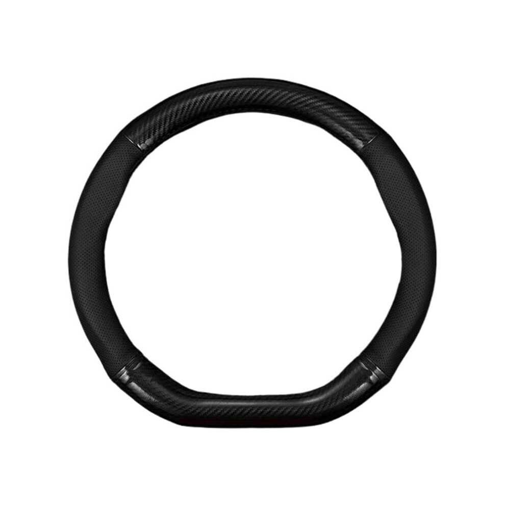 Leather Carbon Fiber Steering Wheel Cover Antislip Breathable Universal Fit Protector 9119770336385