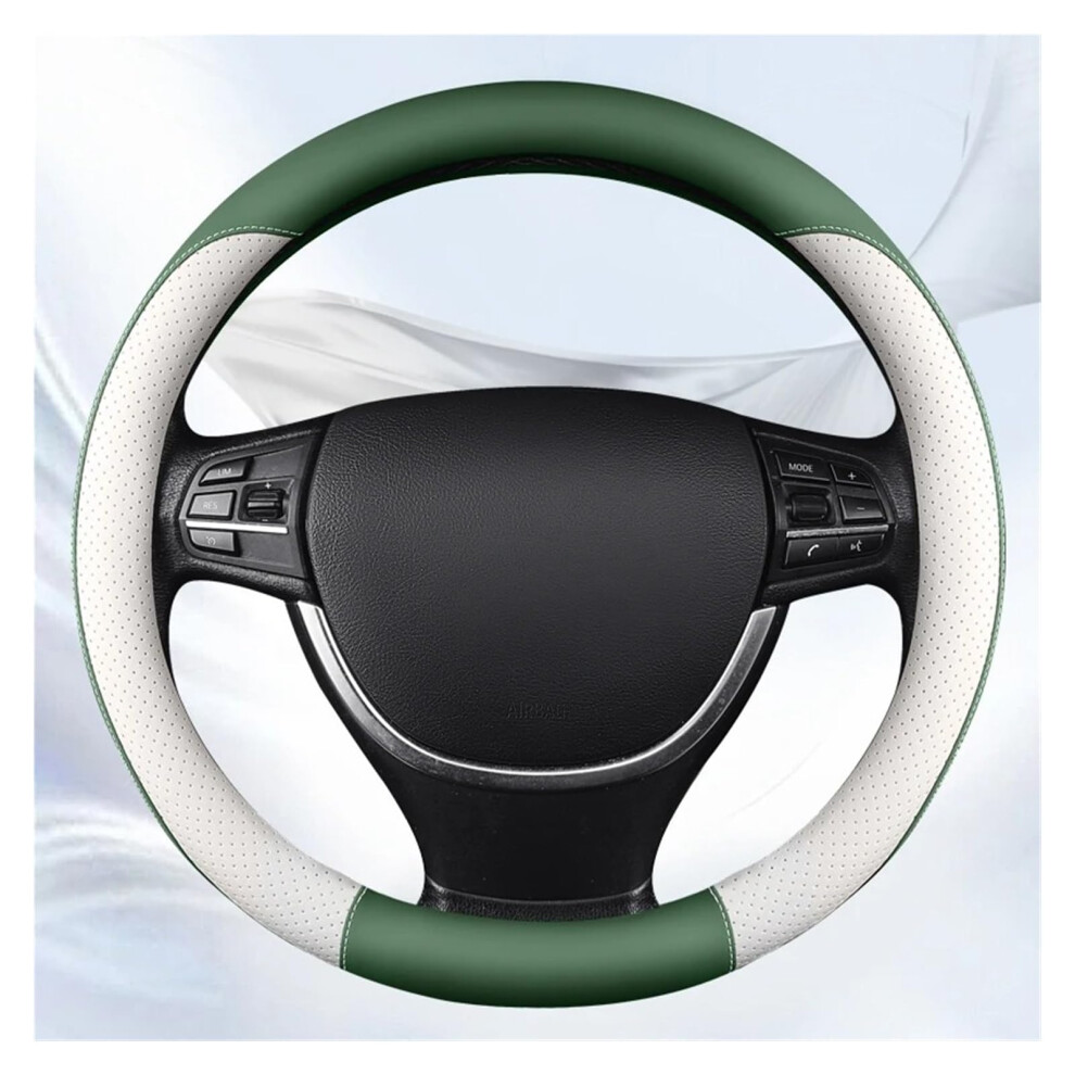 Leather Steering Wheel Cover 14.515 Inch Breathable Nonslip Comfortable Grip Wearresistant Green 9119770340337