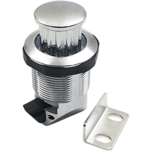 Compact rotary latch with push button for easy access in cabinets and cupboards (silver) 2