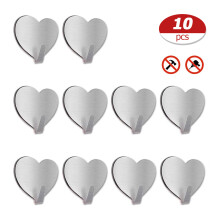 Ganchos de pared creativos con forma de corazón, impermeables, resistentes al óxido, de acero inoxidable, colgadores adhesivos para llaves,