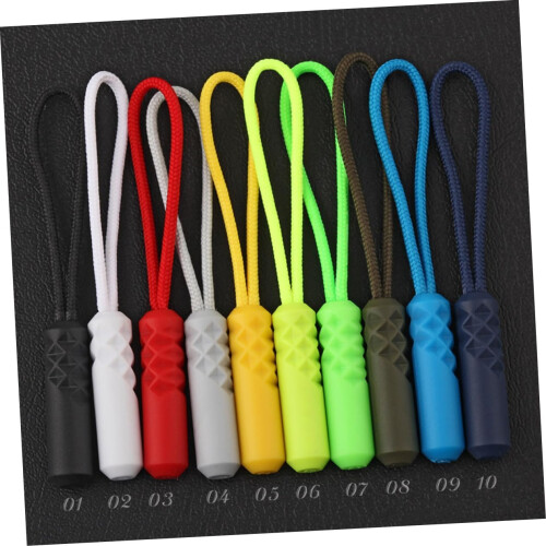 Zipper Pull Ropes Fluorescent Green Cylinder Head, 20Pcs Plastic Polyester, Replacement Pull Tabs For Jackets And Bags 2