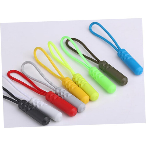 Zipper Pull Ropes Fluorescent Green Cylinder Head, 20Pcs Plastic Polyester, Replacement Pull Tabs For Jackets And Bags 1