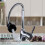 Chrome 360 Degree Rotation Kitchen Basin Tap Hot Cold Crane Solid Brass Deck Mounted 2Function Universal Spray Head 5