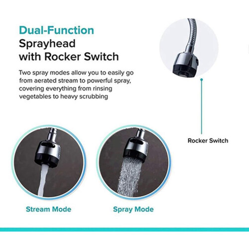 Chrome 360 Degree Rotation Kitchen Basin Tap Hot Cold Crane Solid Brass Deck Mounted 2Function Universal Spray Head 2