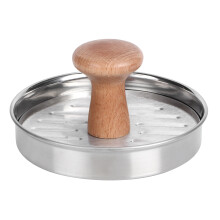 Presse à hamburger avec manche en bois, en acier inoxydable, antiadhésive, pour grillades et barbecue. Accessoires pour barbecue.