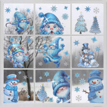 9 Sheets DoubleSided Printed Blue Christmas Window Stickers With Snowflakes SelfAdhesive PVC Decals For Christmas Decor
