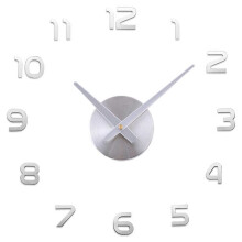 Large 3D Wall Clocks Frameless Wall Clocks Silent Mute DIY Modern Silver 100x120 cm Home Office Decor