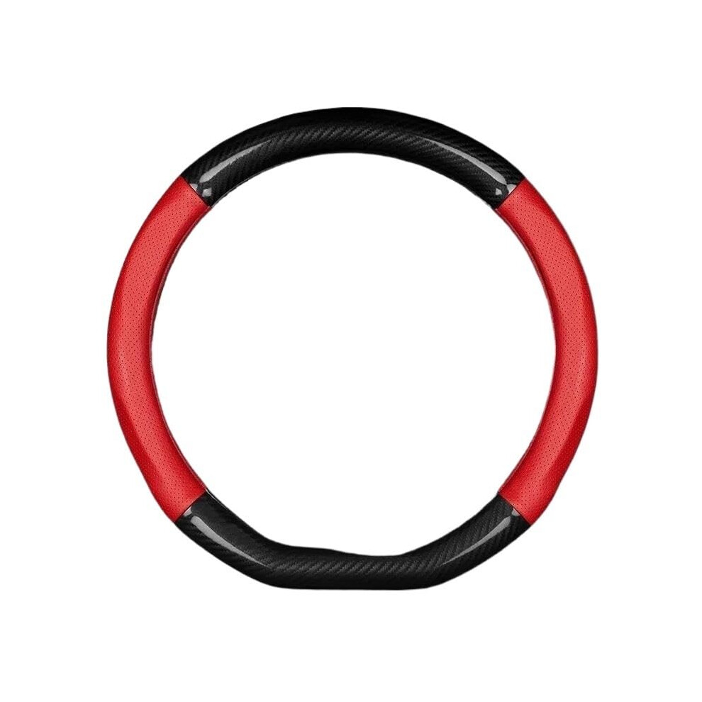Leather Carbon Fiber Steering Wheel Cover Antislip Grip Allseason Comfort Protection Black 9119770337382
