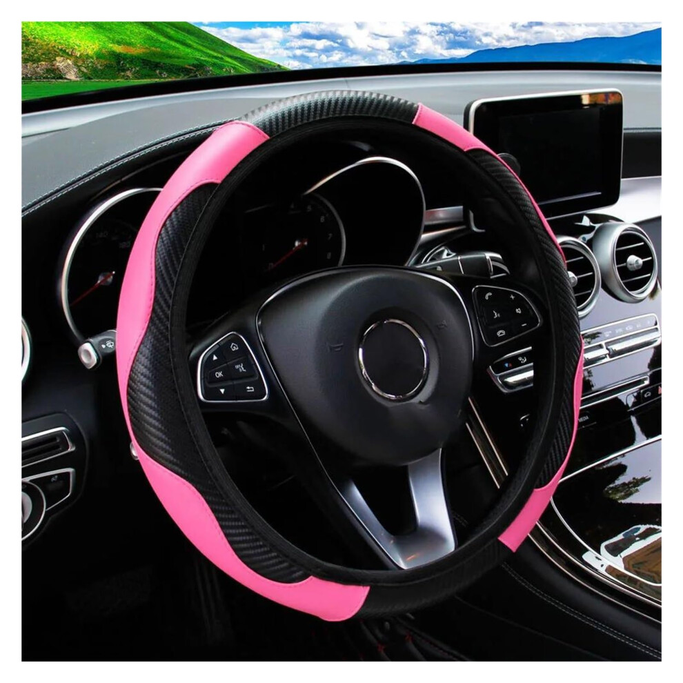 Car Steering Wheel Cover Breathable Antislip Grip 3738.5Cm Universal All Season Use Pink 9119770339409