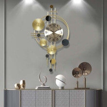 Wall Clock Large Modern Decorative Metal Gold Finish Silent For Living Room Bedroom Hotel Porch