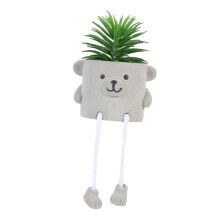 Artificial Plant in Pot Lifelike Small Bonsai Faux Potted Plant Bear Expression Indoor Tabletop Decor For Home Office