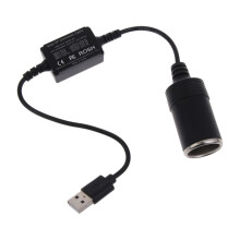 USB Male To 12V Female Car Ciga Socket USB Power Regulator 5V To 12V DCDC Converter Car Lighter Adapter
