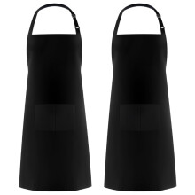 Avental de chef para cozinhar e assar, avental de cozinha ajustável com 2 bolsos grandes, resistente à água e ao óleo, resistente a rugas.