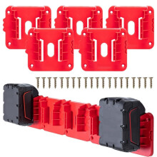 With this userfriendly setup of five battery holders, designed for a wide range of applications, you can easily perform charging (red).