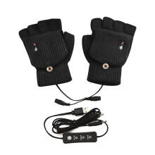 Guanti in maglia riscaldati, guanti riscaldati USB per avventure invernali, riscaldamento rapido e sicuro, design flessibile a mezze dita, scaldamani